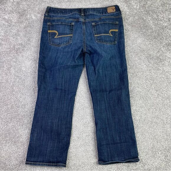 American Eagle Artist Jeans Women's 10 Blue Crop Straight Low Rise Dark Denim - Picture 3 of 12